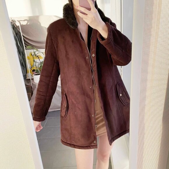 Vintage London Fog Faux Fur Trim Coat - Size L - Picture 1 of 8